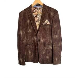 NEW CARLOS AMORIN women wool & leather blazer in brown